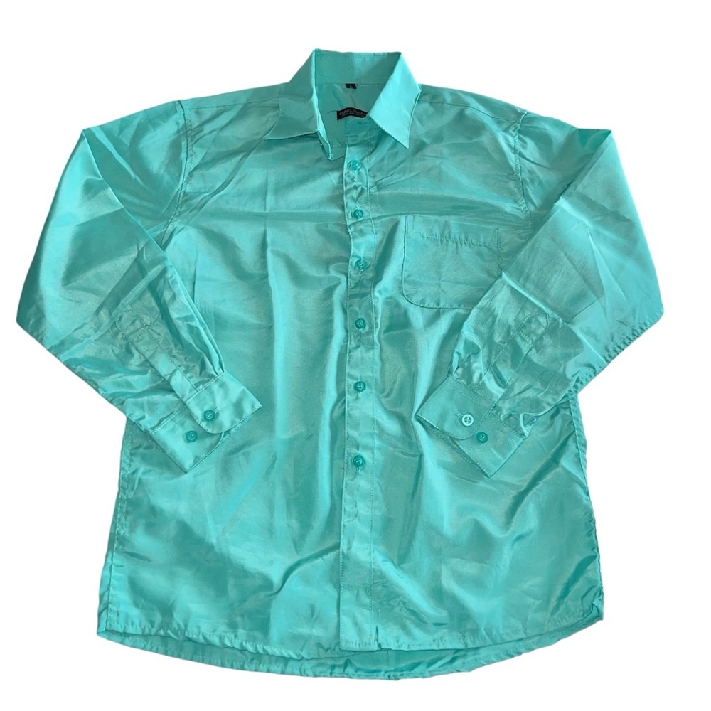 Carolina Bay Boys Teal Green Buttondown Shirt Sz L 14